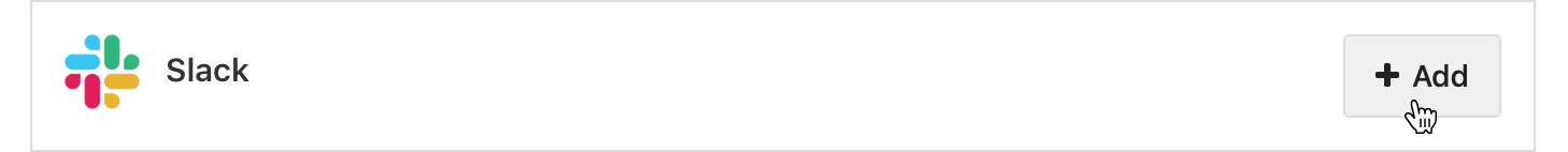 Screenshot of the 'Add' button for adding a Slack service to Buildkite